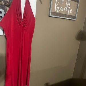 Red halter dress